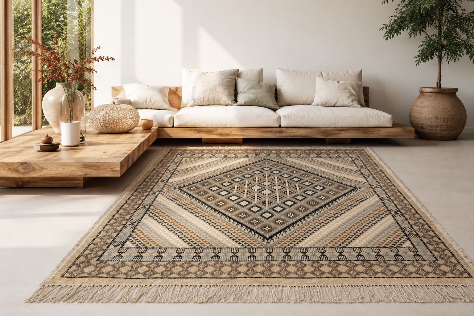 margoum beige4, tapis artisanal tunisien