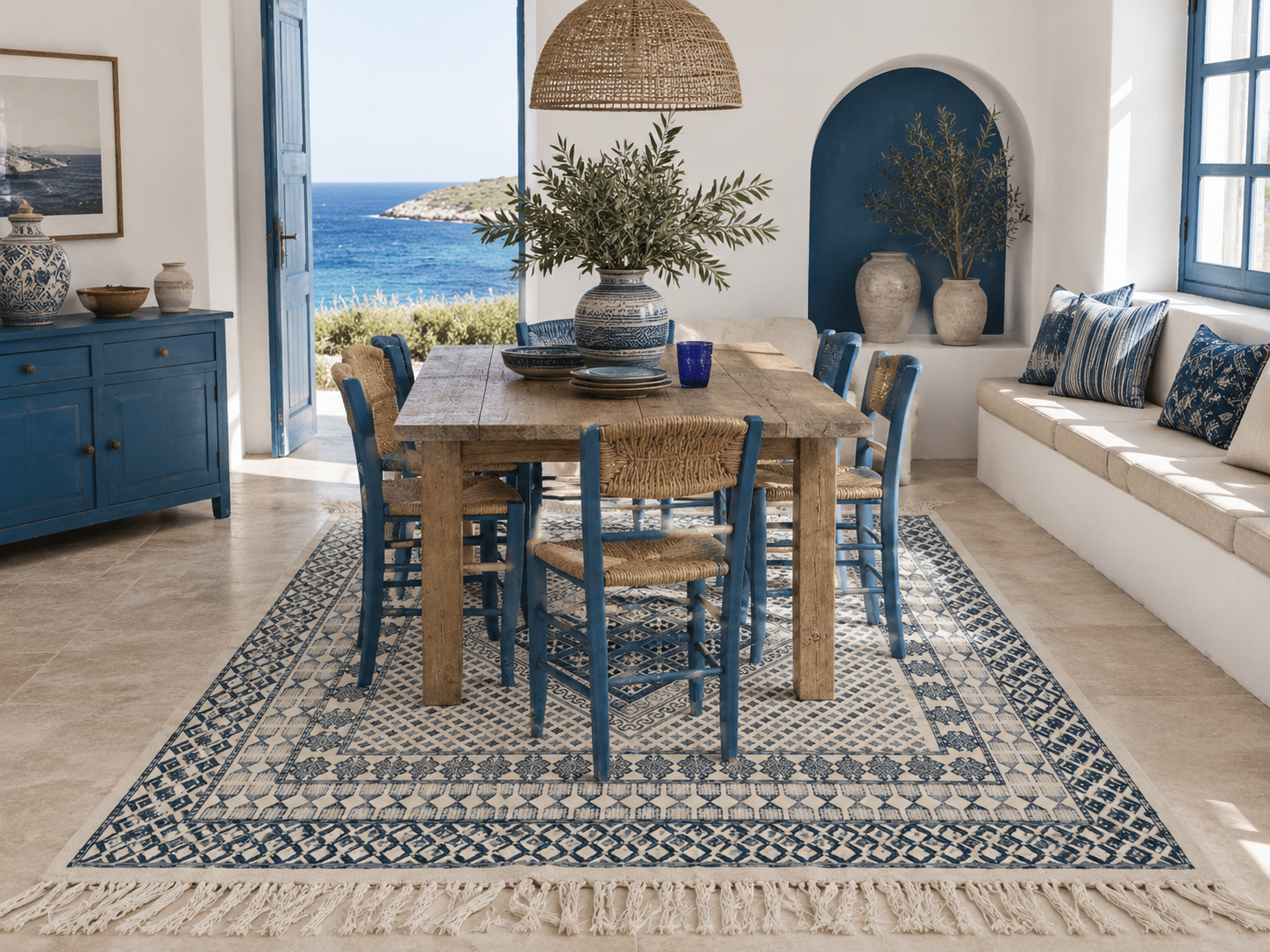 margoum bleu2, tapis artisanal tunisien