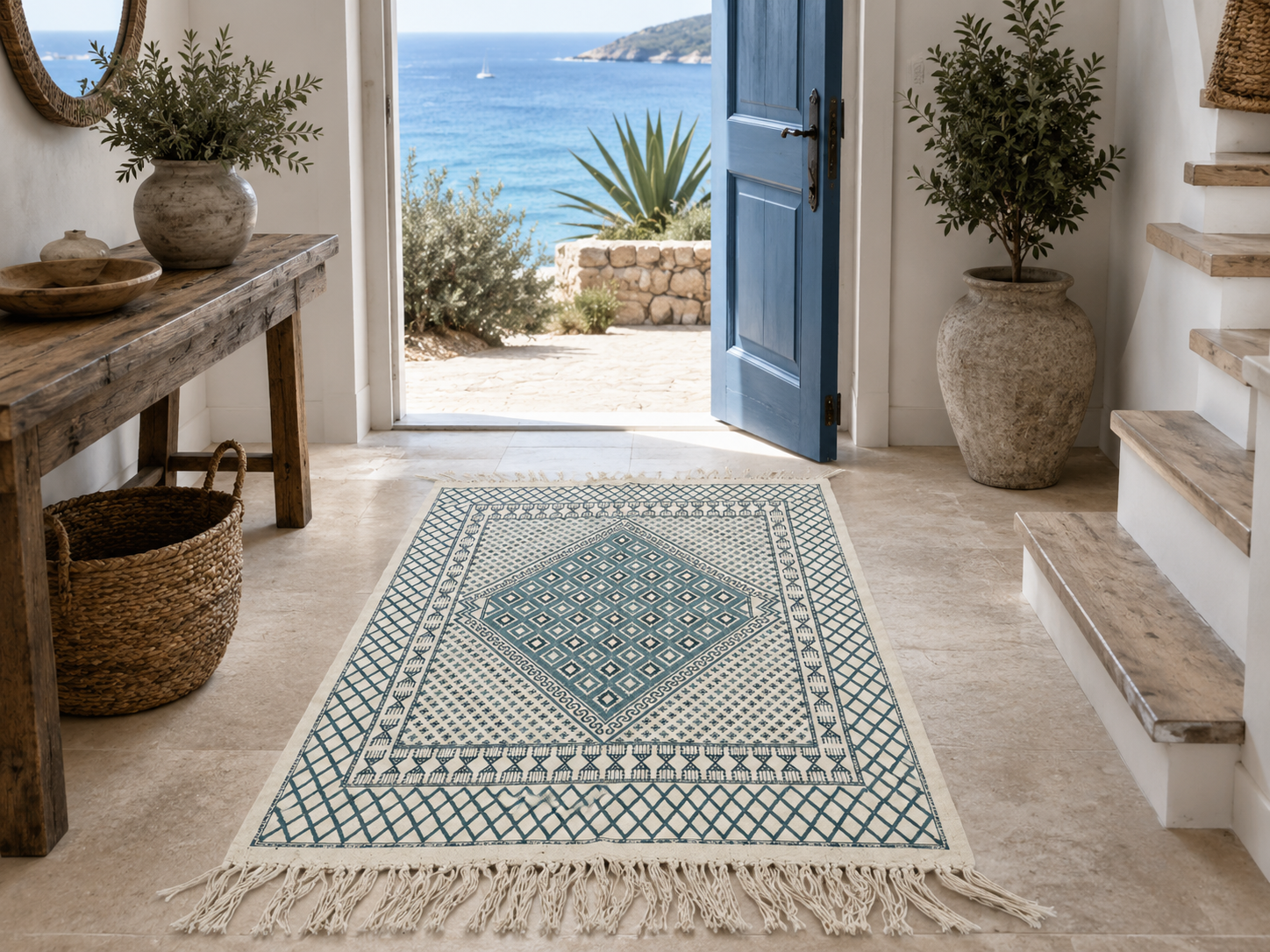 margoum bleu10, tapis artisanal tunisien