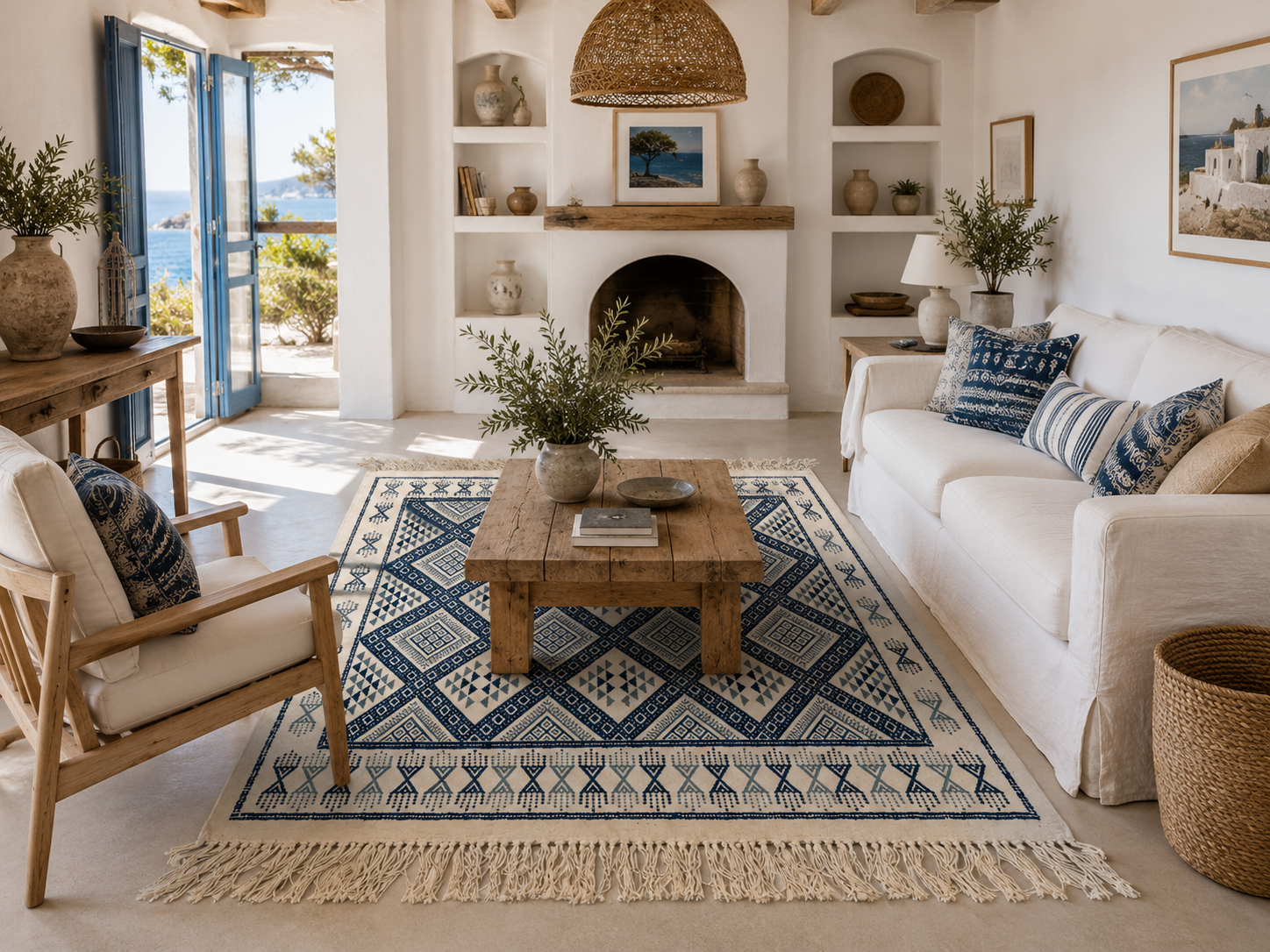 margoum bleu3, tapis artisanal tunisien
