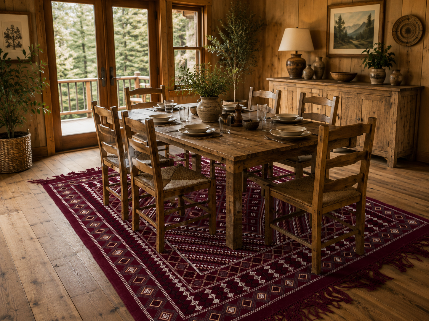 margoum rouge bordeaux, tapis artisanal tunisien