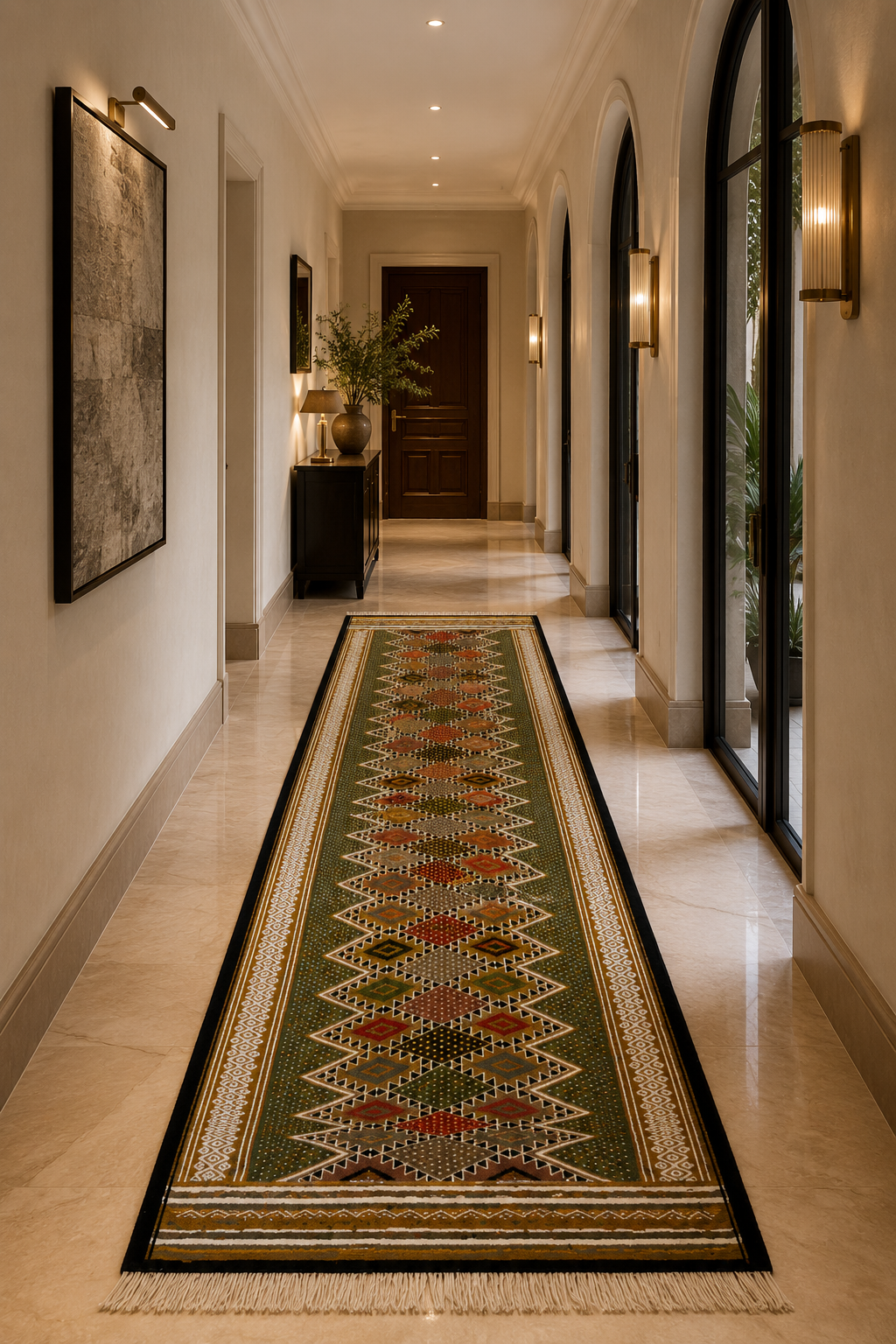 kilim toujen zafran couloir, tapis artisanal tunisien