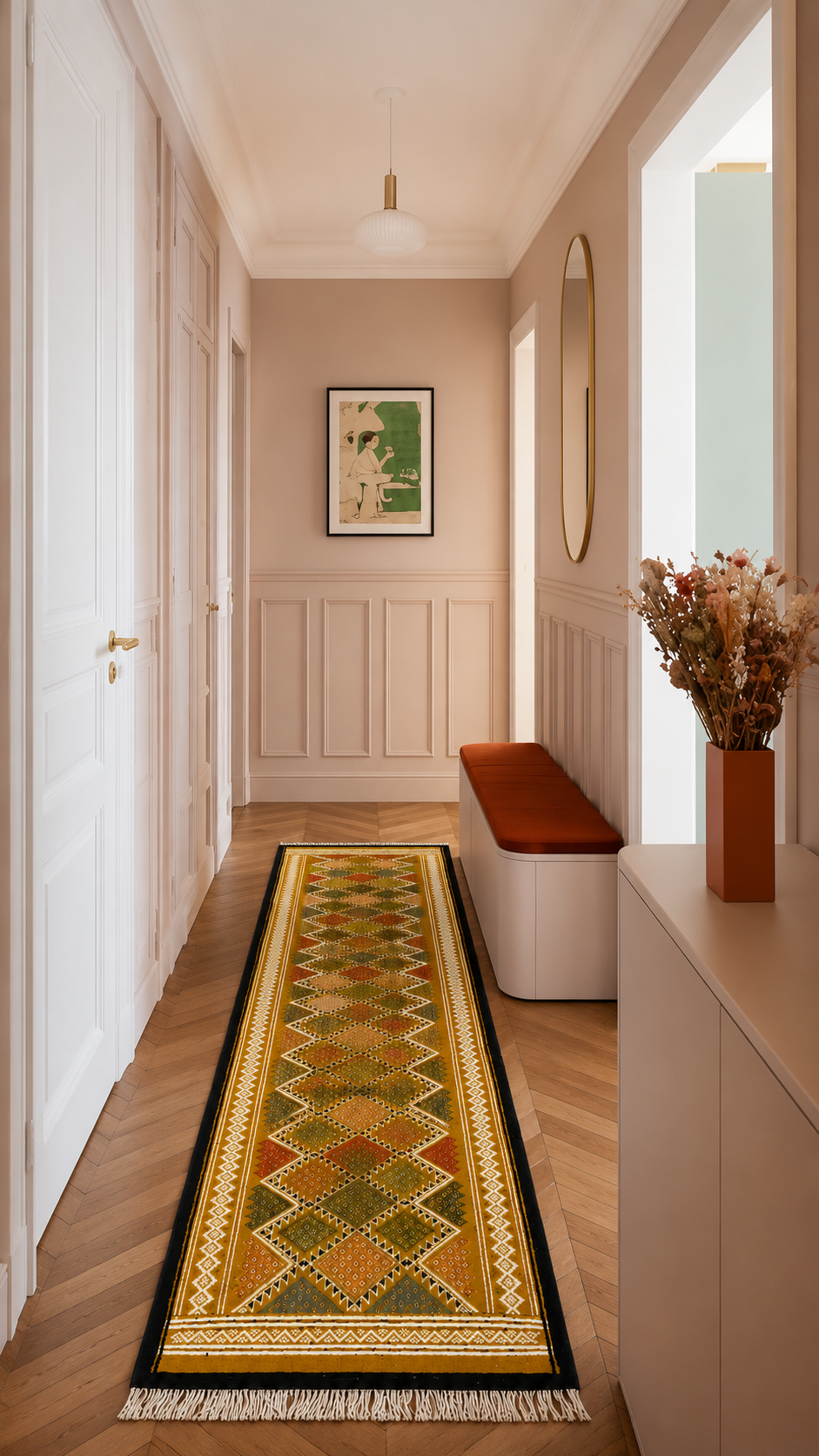 kilim toujen zafran couloir1, tapis artisanal tunisien
