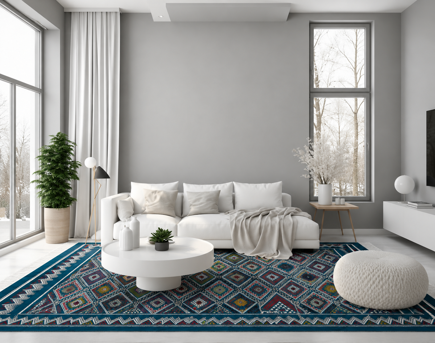 kilim bleu4, tapis artisanal tunisien