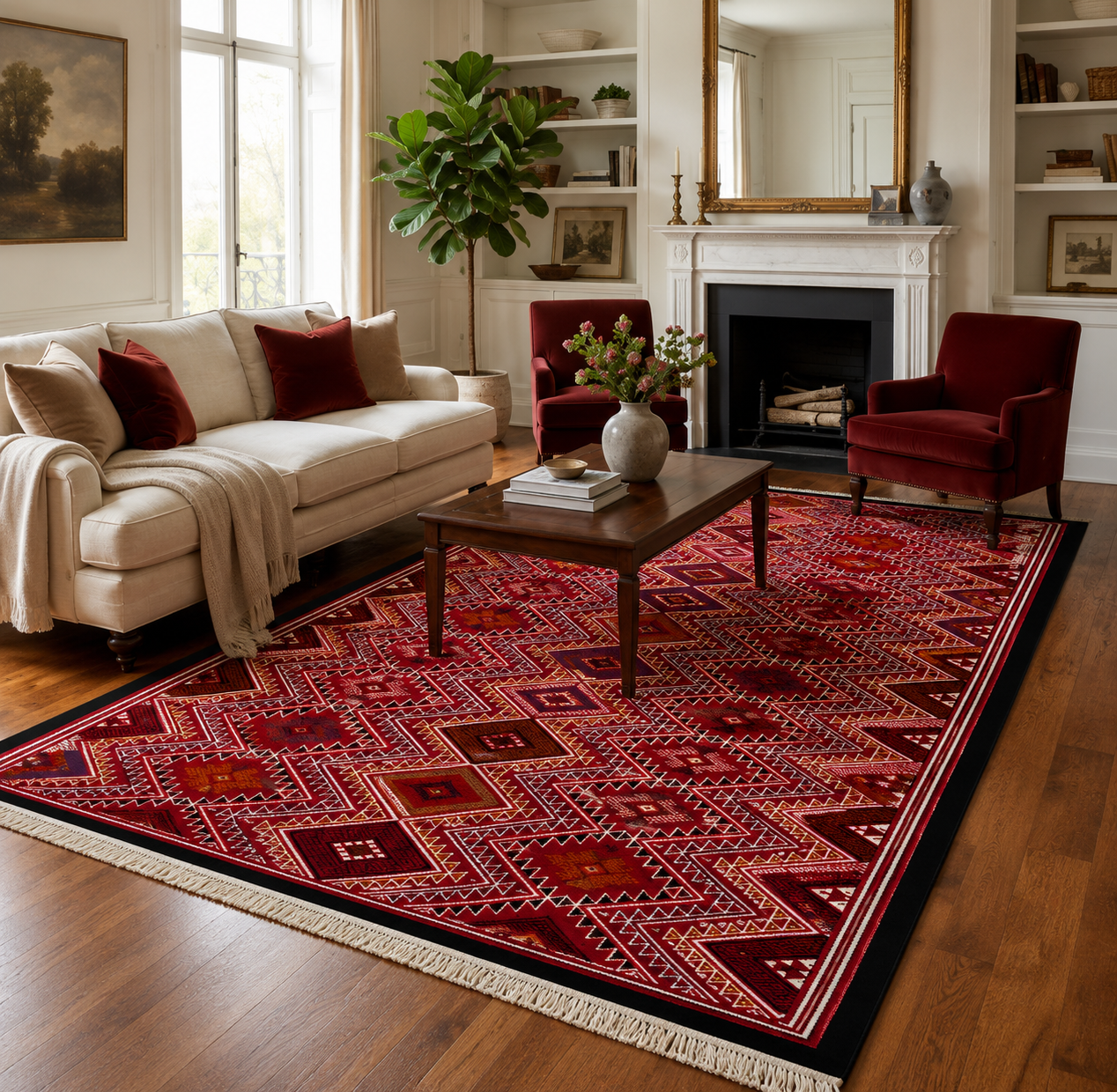 kilim rouge1, tapis artisanal tunisien