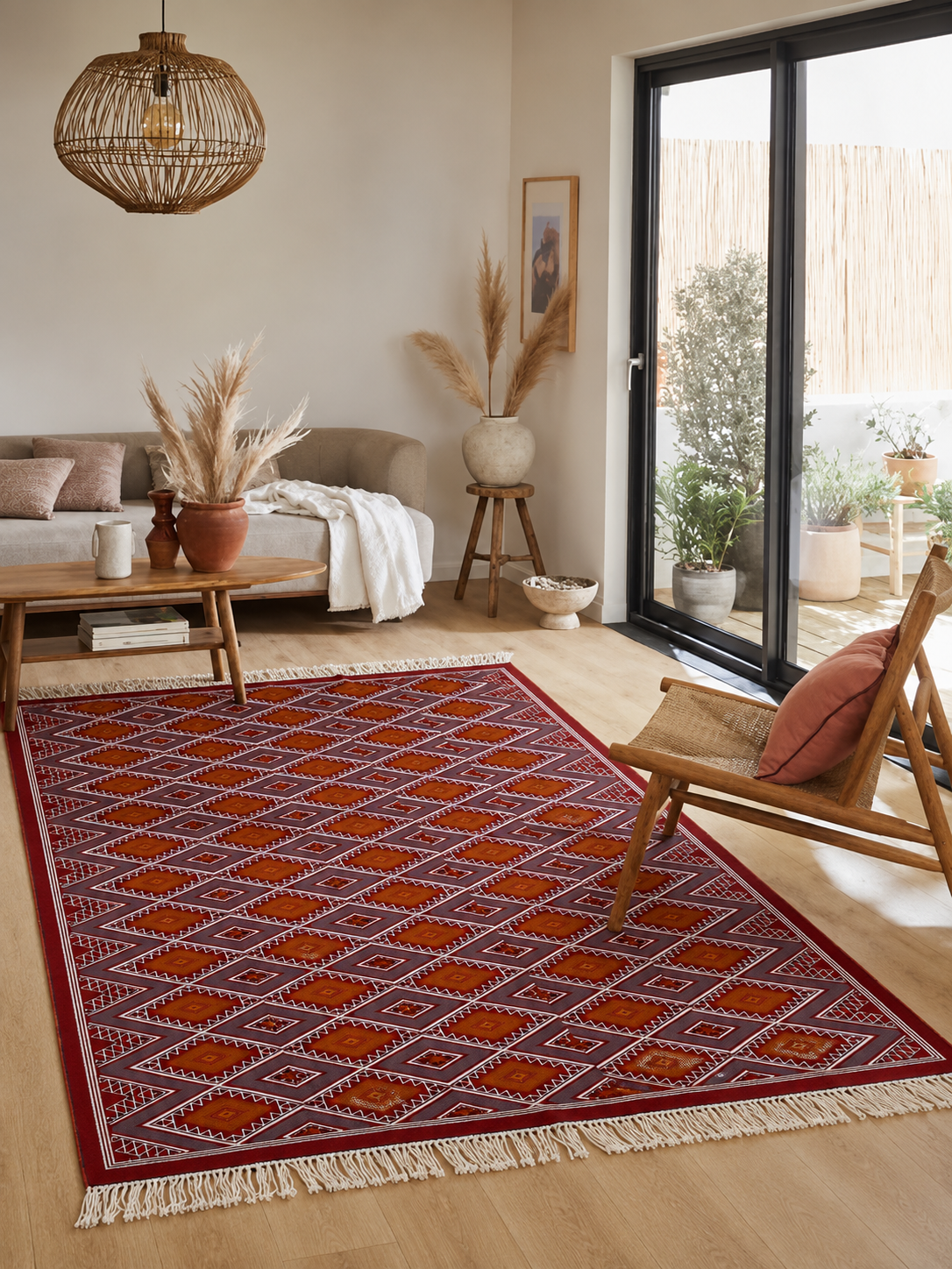 kilim rouge4, tapis artisanal tunisien