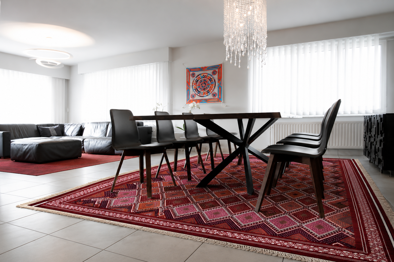 kilim rouge7, tapis artisanal tunisien