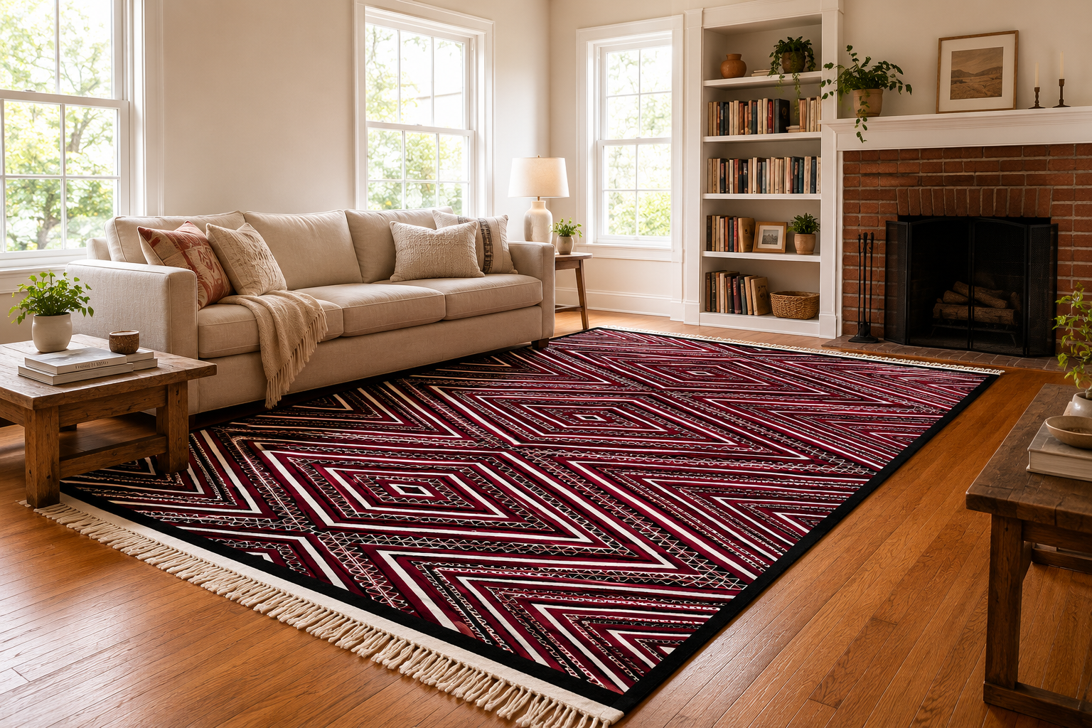 kilim rouge9, tapis artisanal tunisien