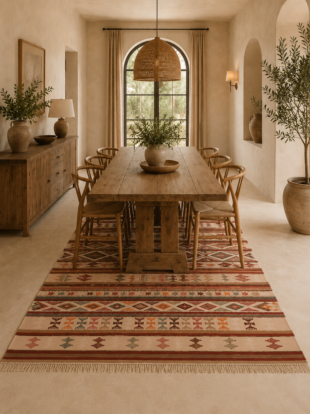 kilim extra fin beige, tapis artisanal tunisien