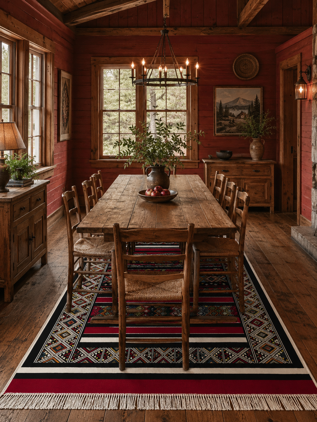 kilim extra fin rouge, tapis artisanal tunisien