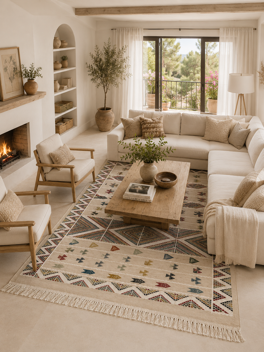 kilim extra fin beige1, tapis artisanal tunisien