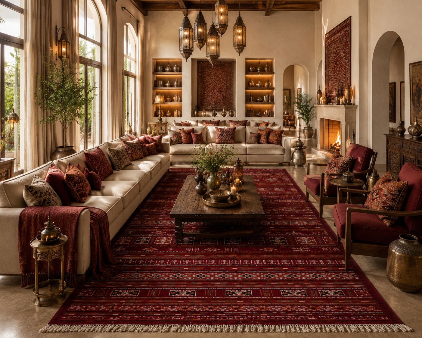 kilim extra fin rouge2, tapis artisanal tunisien