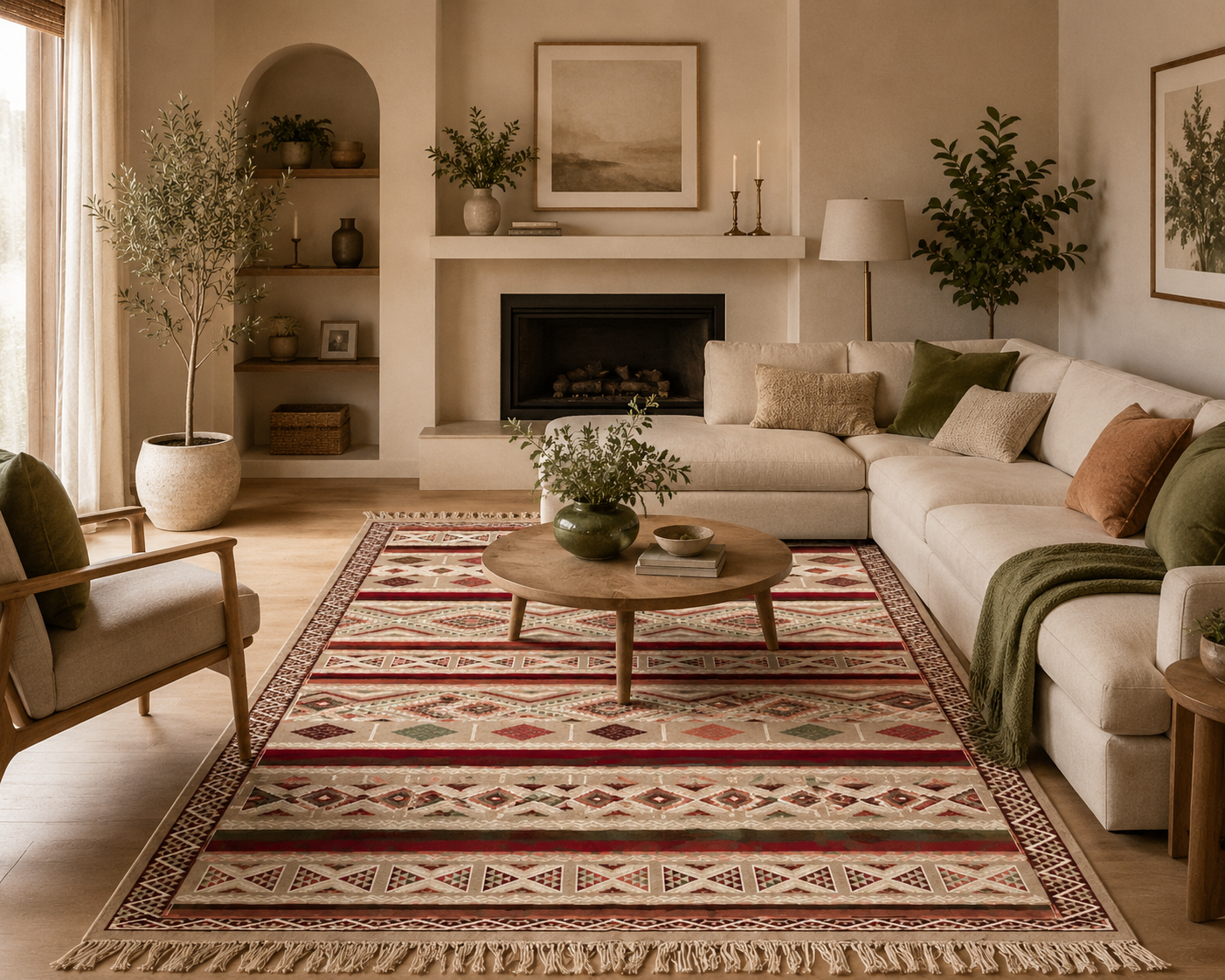 kilim extra fin blanc, tapis artisanal tunisien
