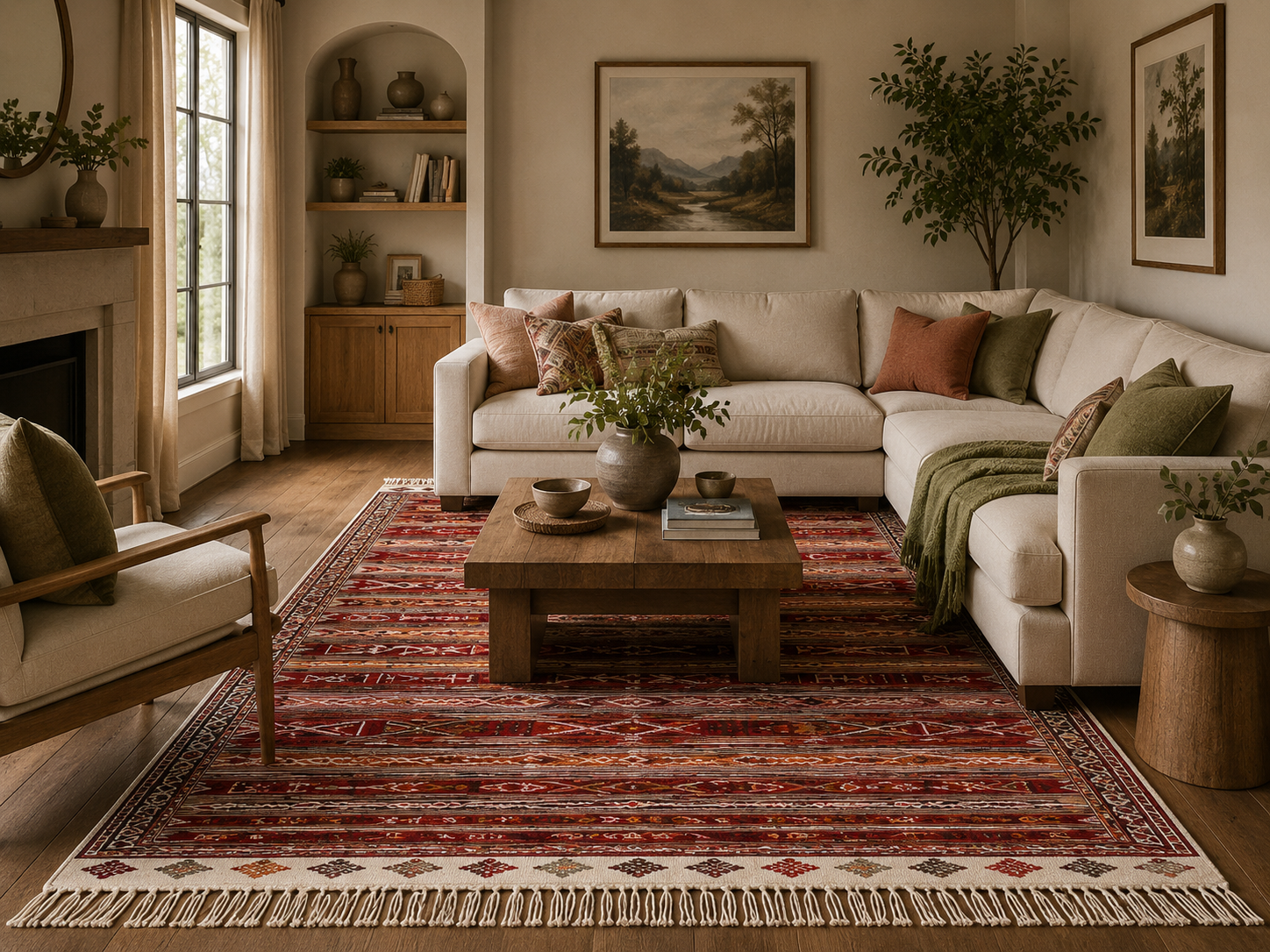kilim extra fin beige2, tapis artisanal tunisien