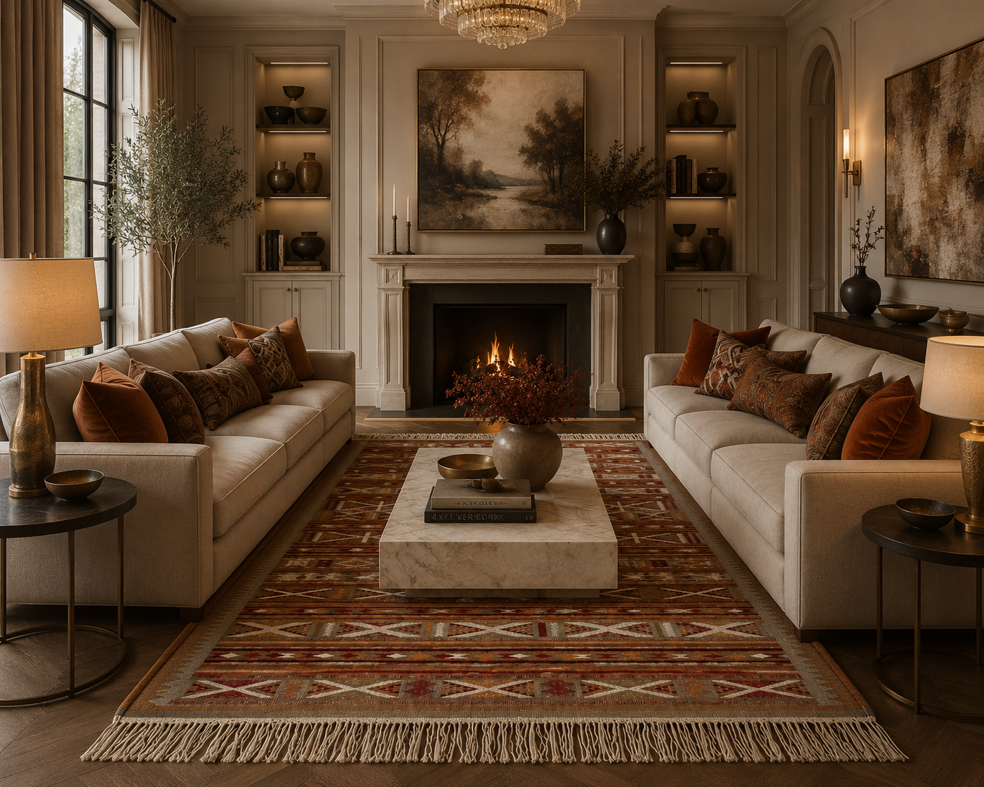 kilim extra fin marron1, tapis artisanal tunisien