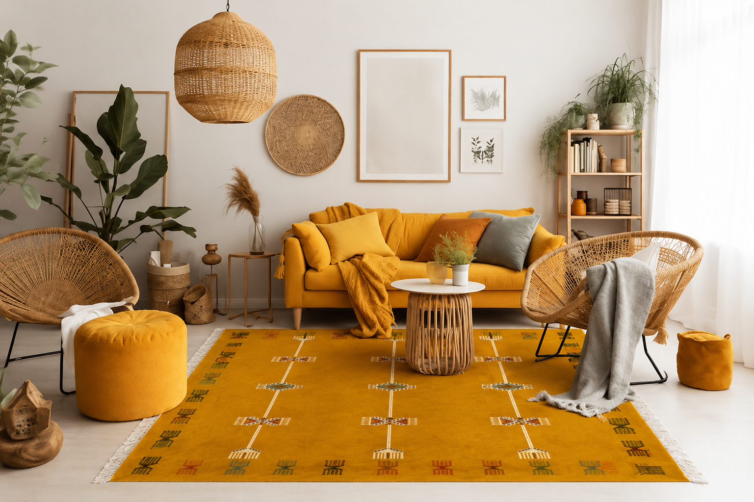 killim bérbere jaune4, tapis artisanal tunisien