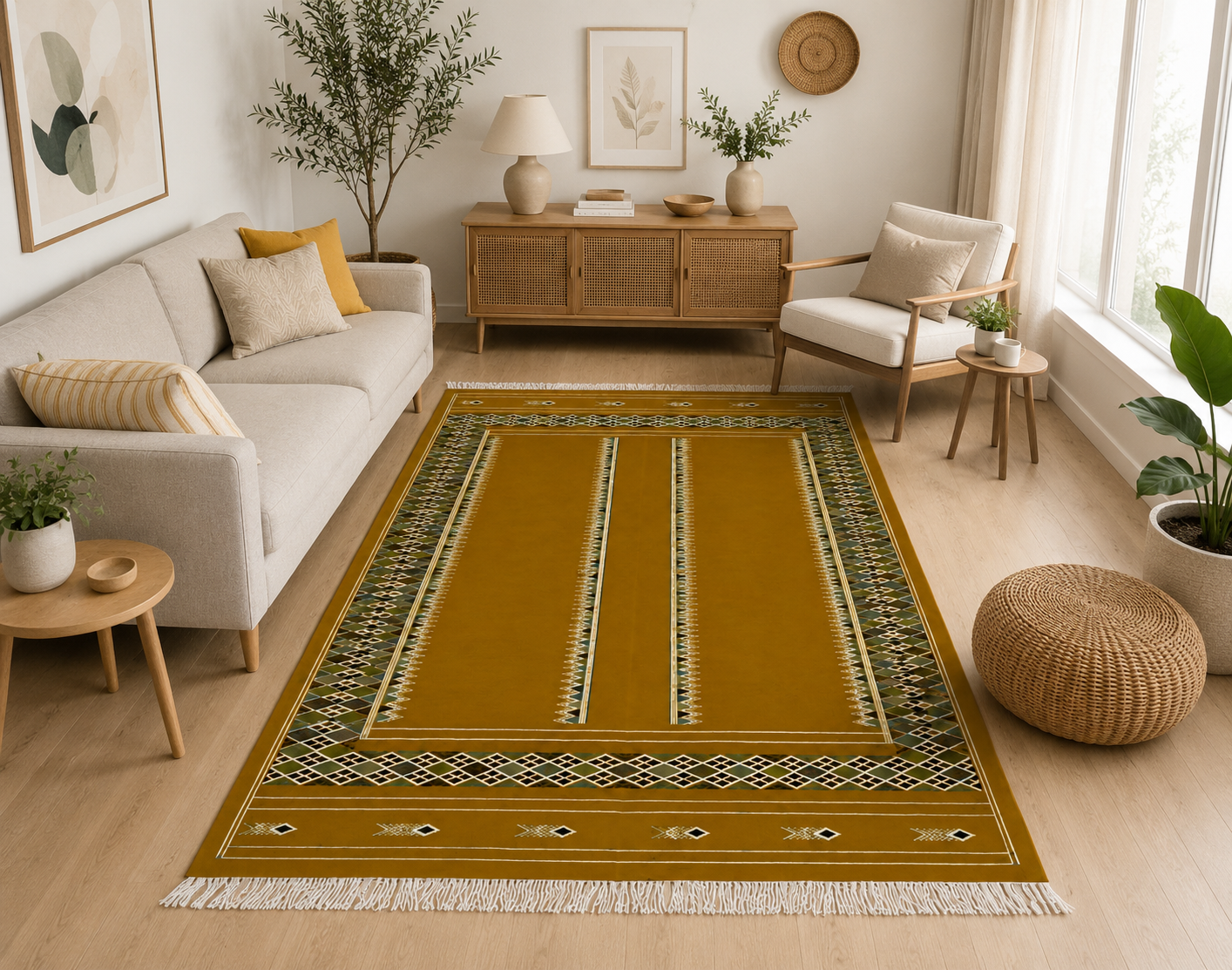killim bérbere jaune5, tapis artisanal tunisien