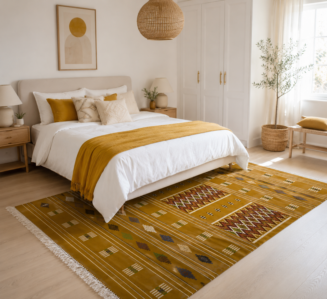killim bérbere jaune6, tapis artisanal tunisien