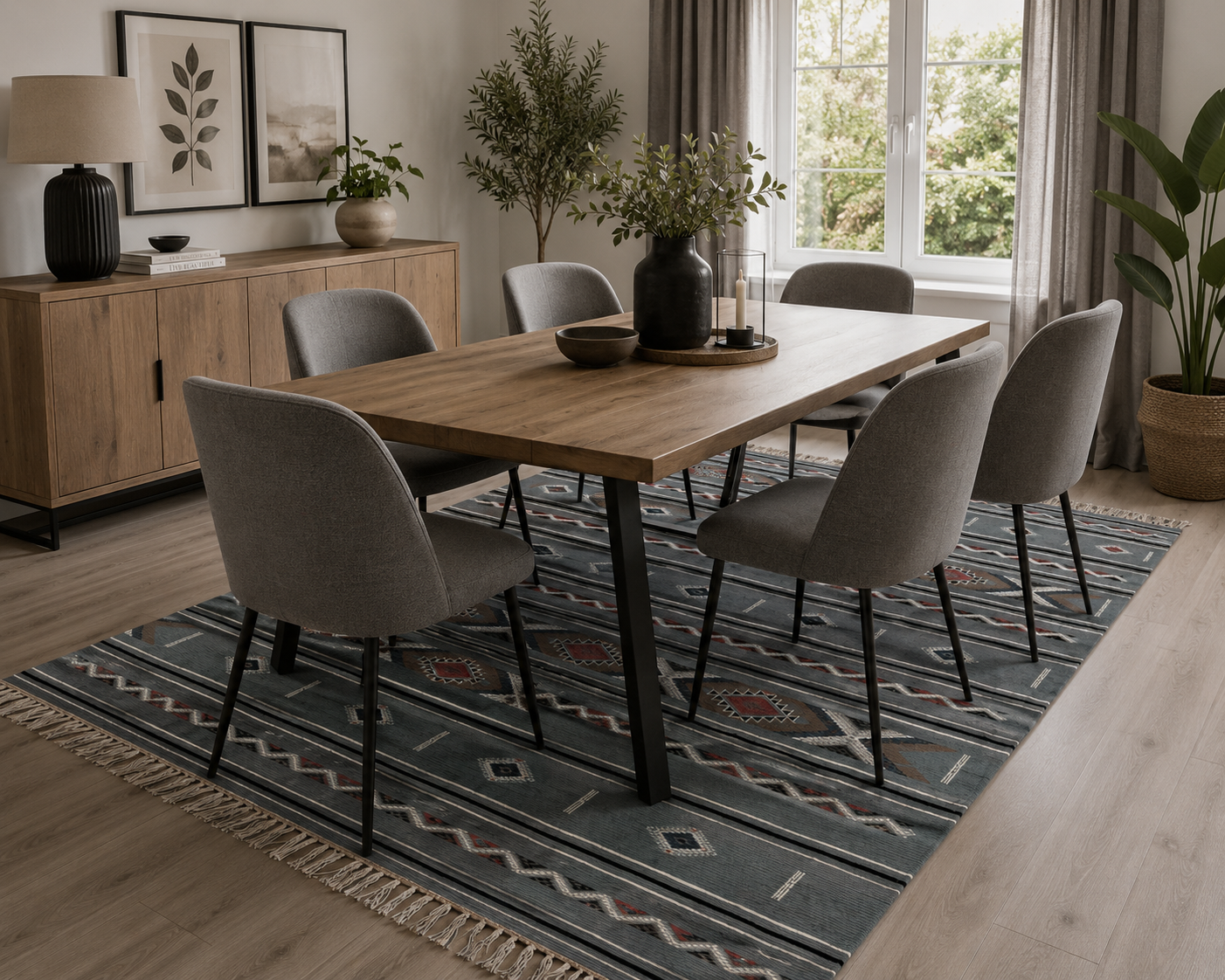 killim bérbere gris1, tapis artisanal tunisien