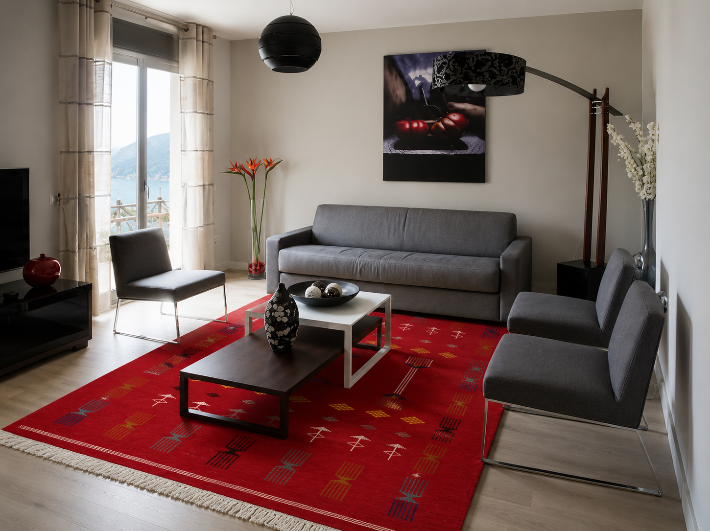 killim bérbere rouge, tapis artisanal tunisien