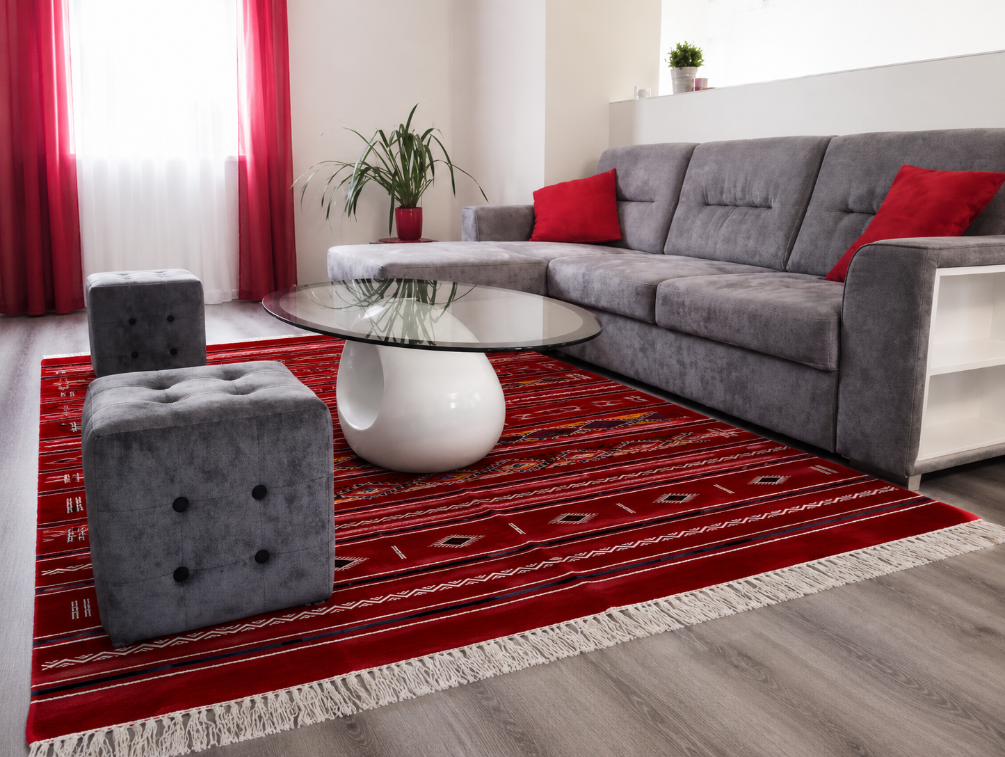 killim bérbere rouge2, tapis artisanal tunisien