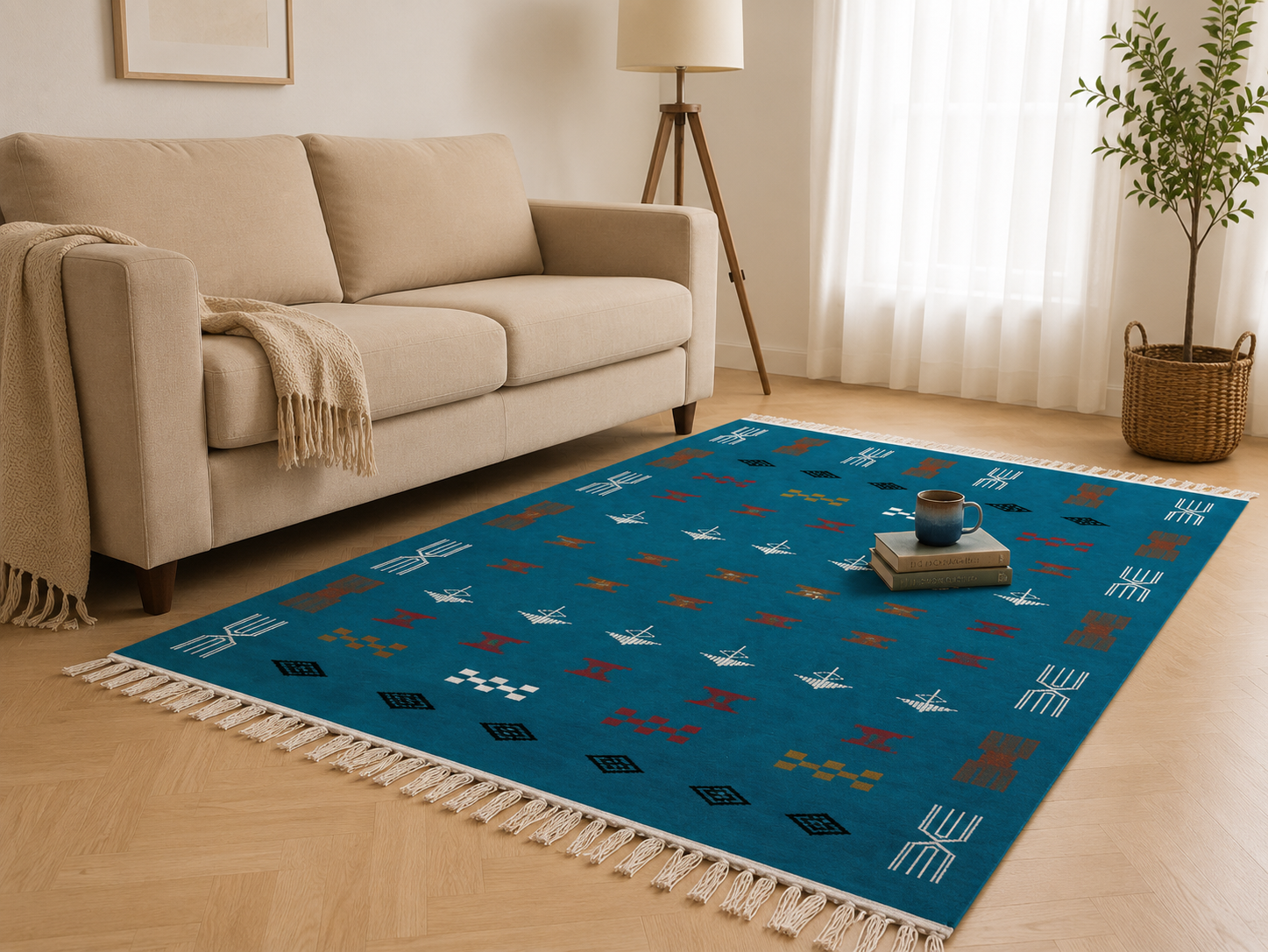 killim bérbere bleu ciel1, handmade Tunisian rug