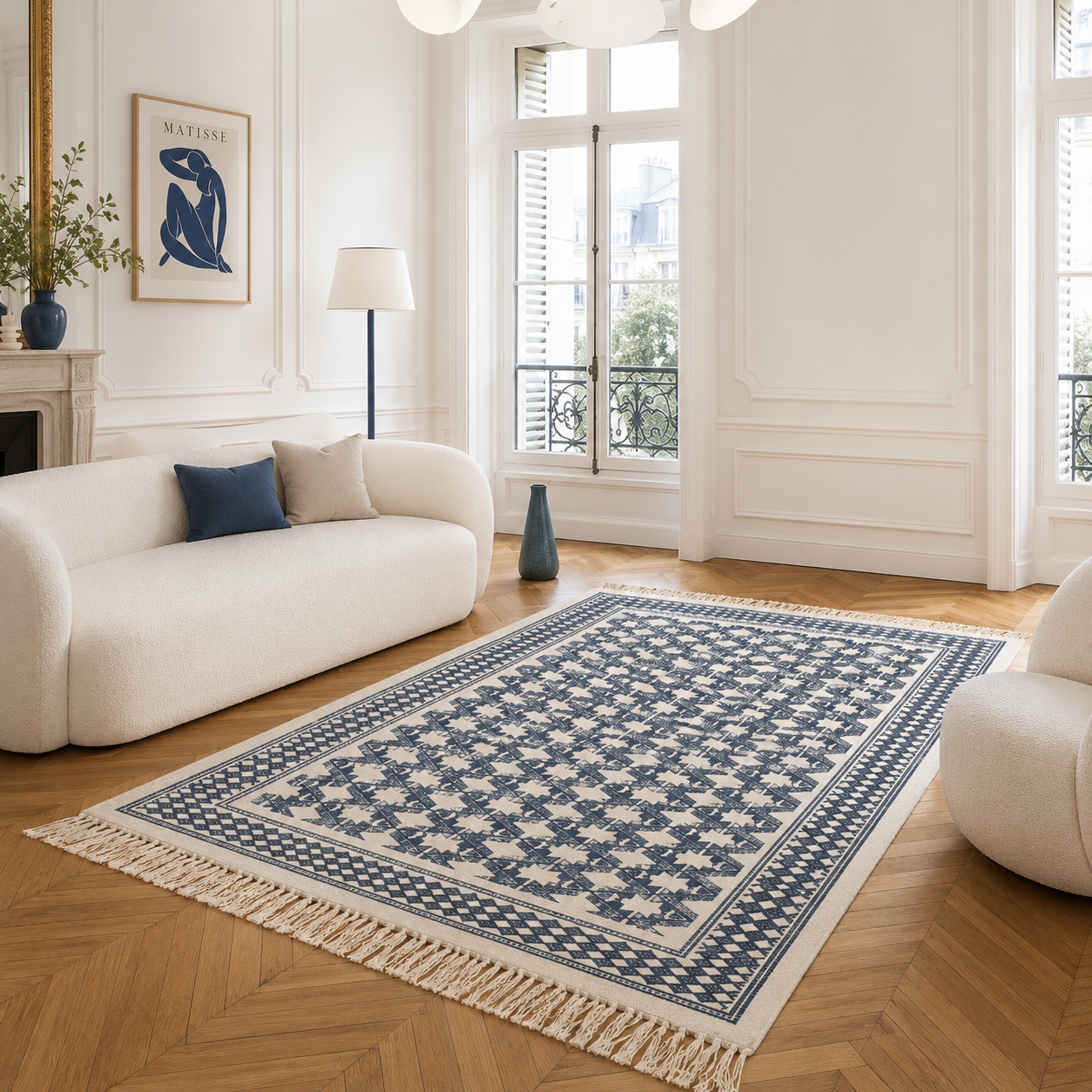 Margoum berbère bleu blanc4, handmade Tunisian rug