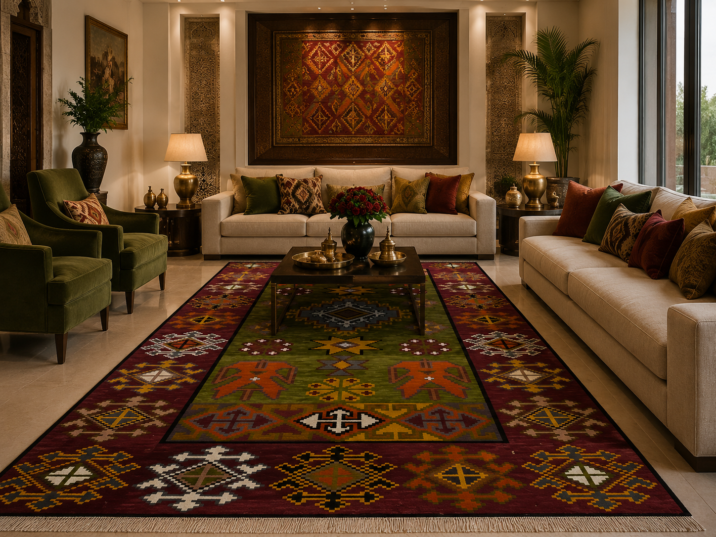kilim toujen double face, handmade Tunisian rug