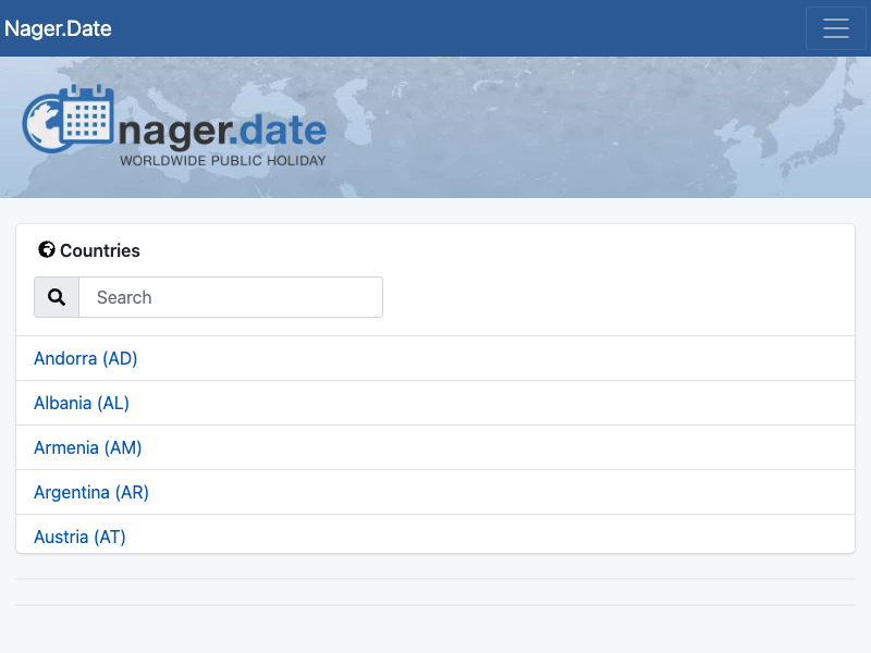 Nager.Date API
