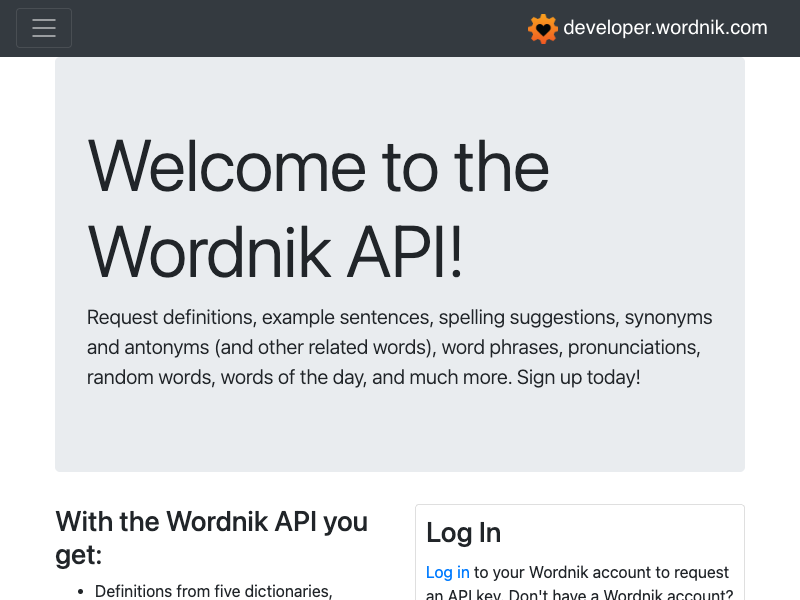 Wordnik API