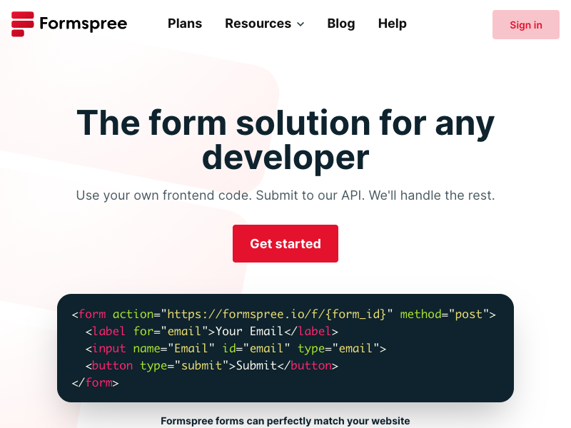 Formspree API