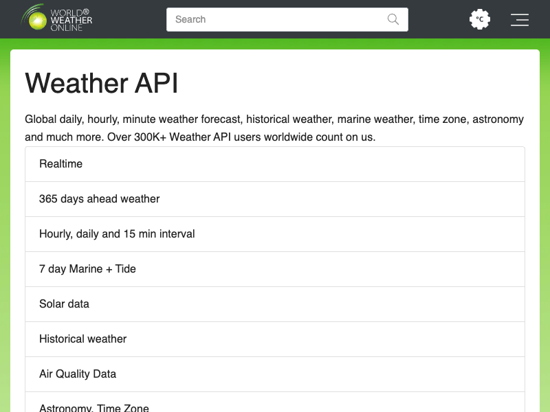 World Weather Online API