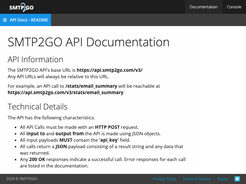SMTP2GO API