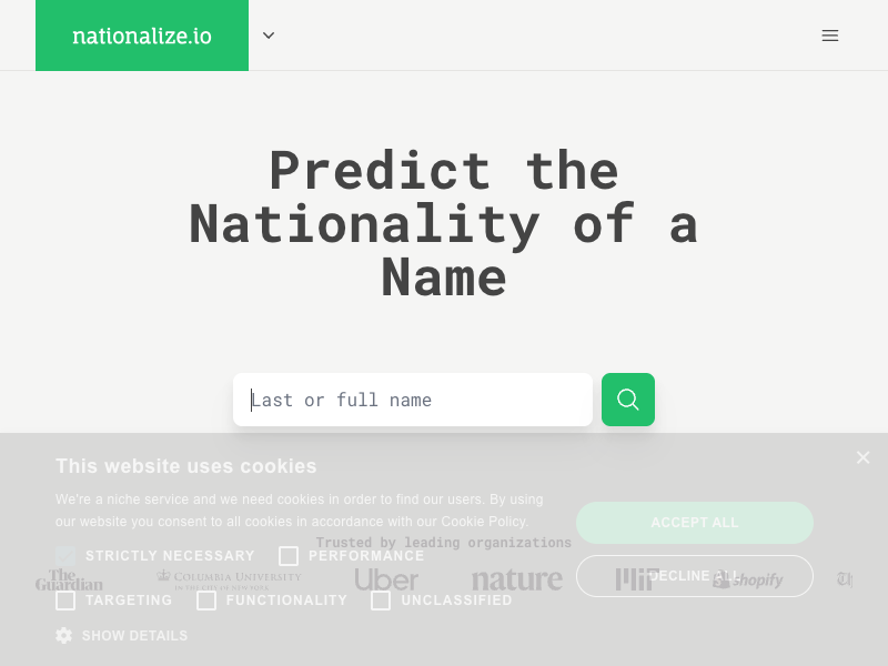 Nationalize API