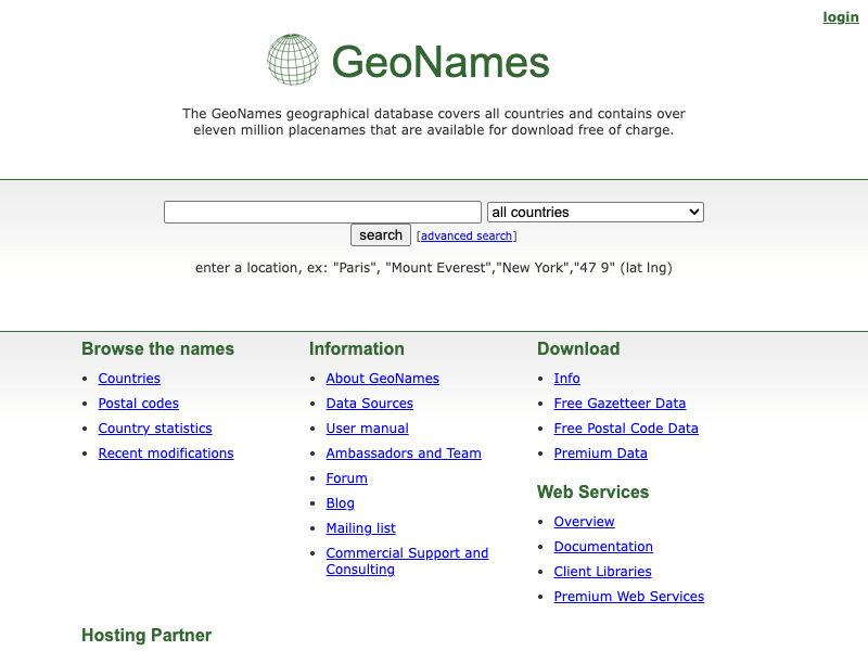 GeoNames API