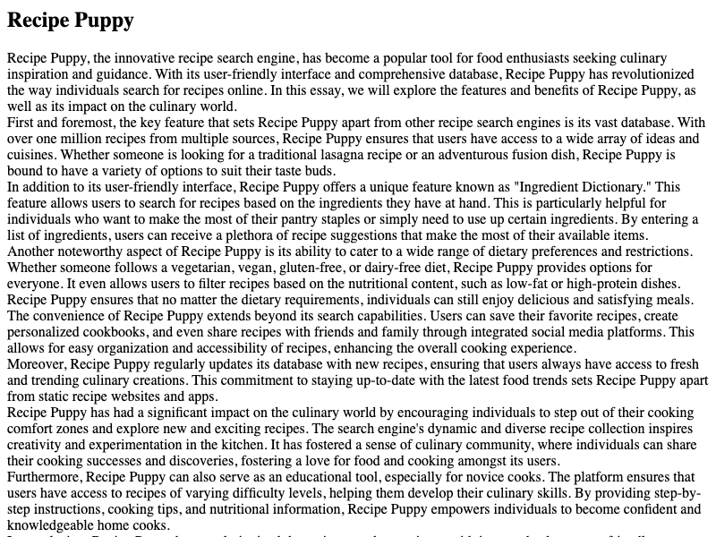 RecipePuppy API