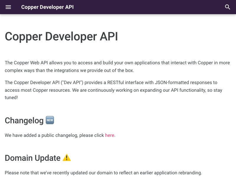 Copper API