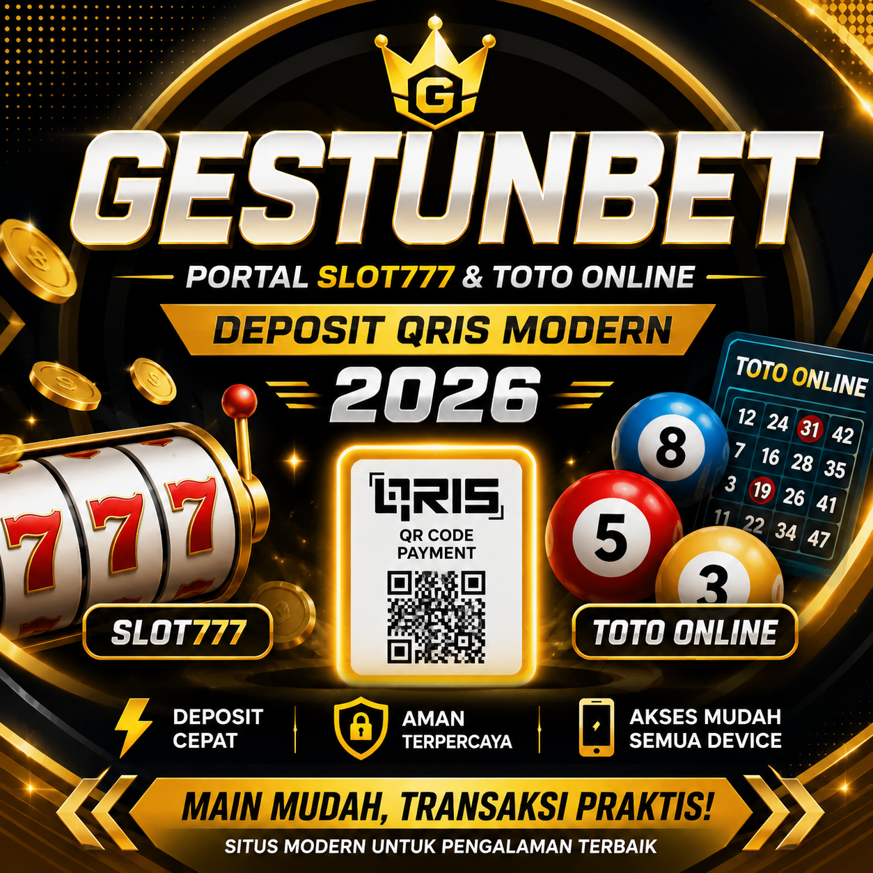 GESTUNBET: Portal Slot777 & Toto Online Deposit QRIS Modern 2026 image 1