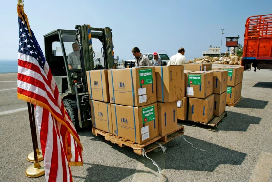 U.S. humanitarian aid arrives in Lebanon.