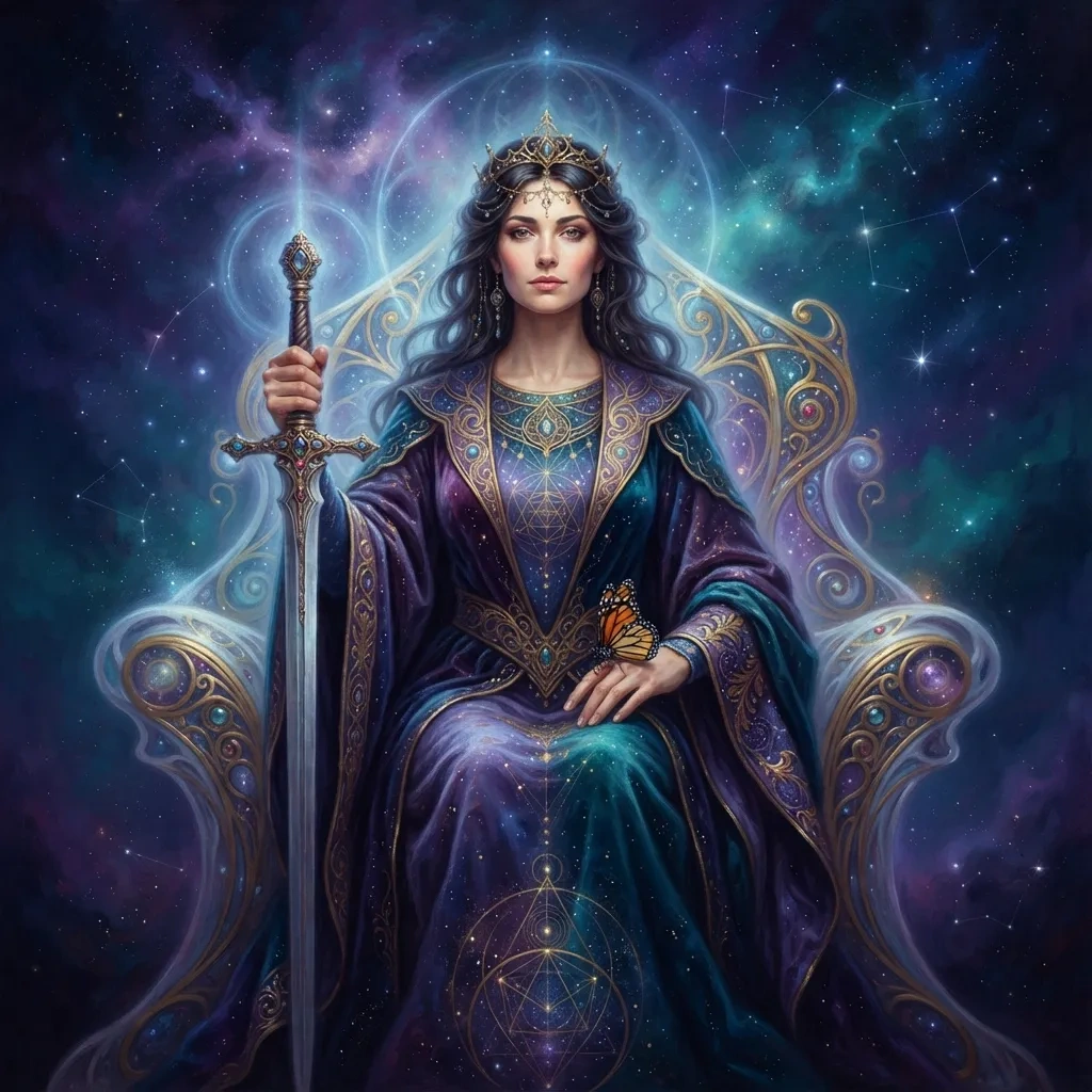 Queen of Swords tarot card art