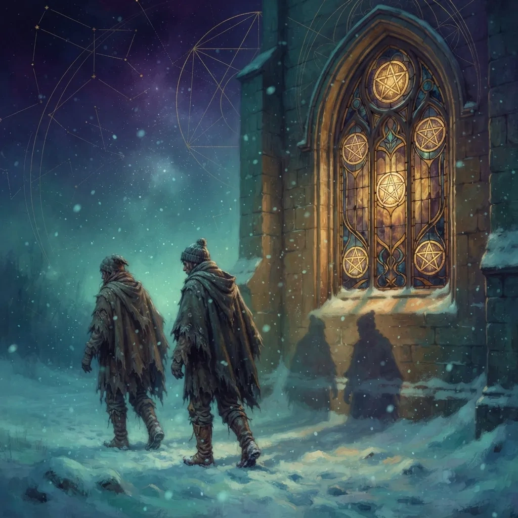 Five of Pentacles tarot card art