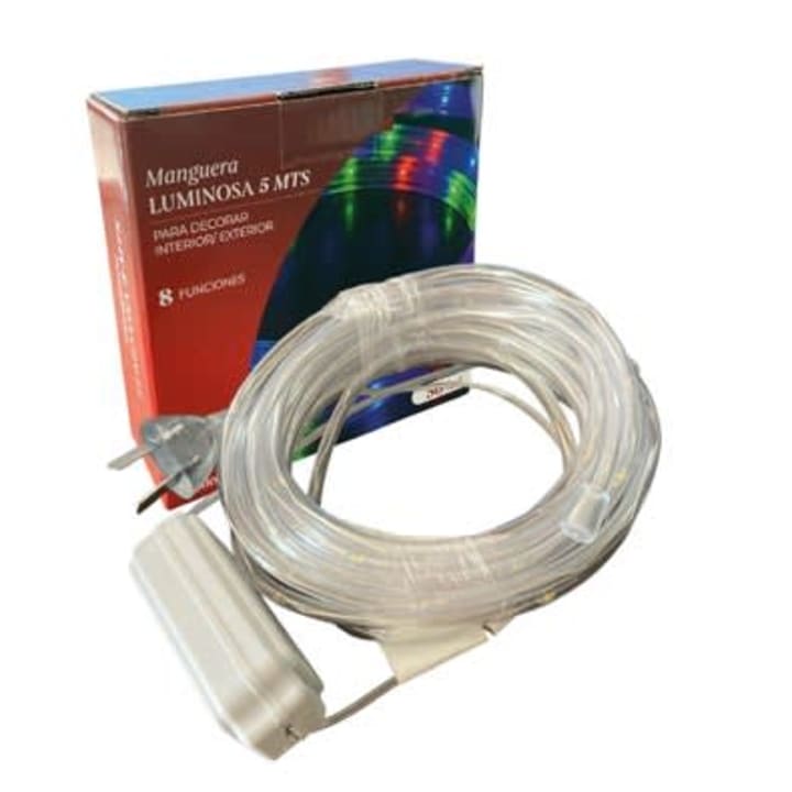 Luz LED manguera fina 5 mts multicolor