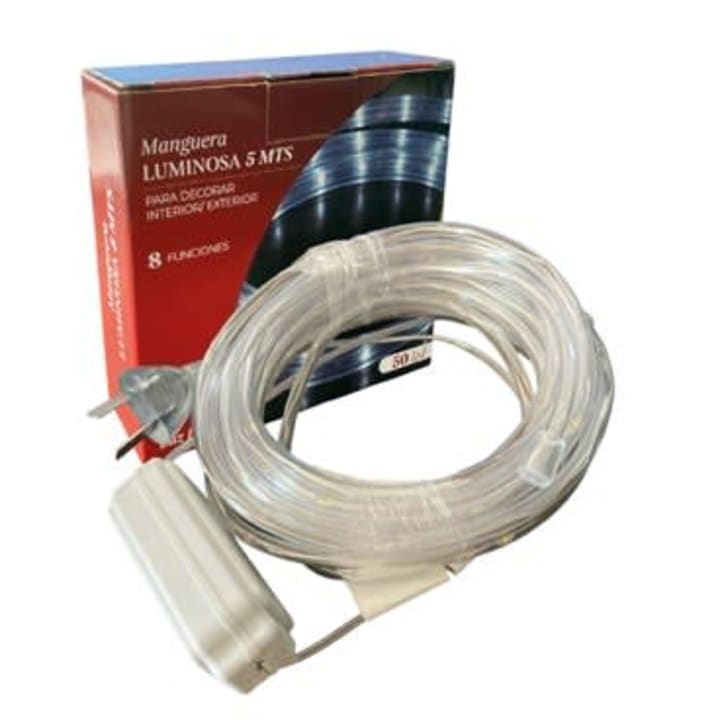 Luz LED manguera fina 5 mts blanca