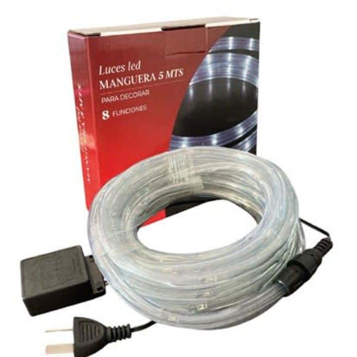 Luz LED manguera gruesa 5 mts blanca