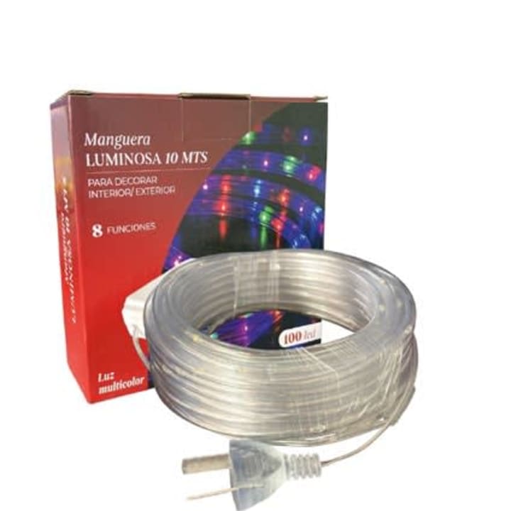 Luz LED manguera fina 10 mts multicolor