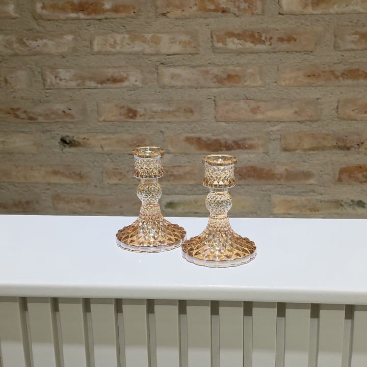 CANDELABROS DE VIDRIO LABRADO