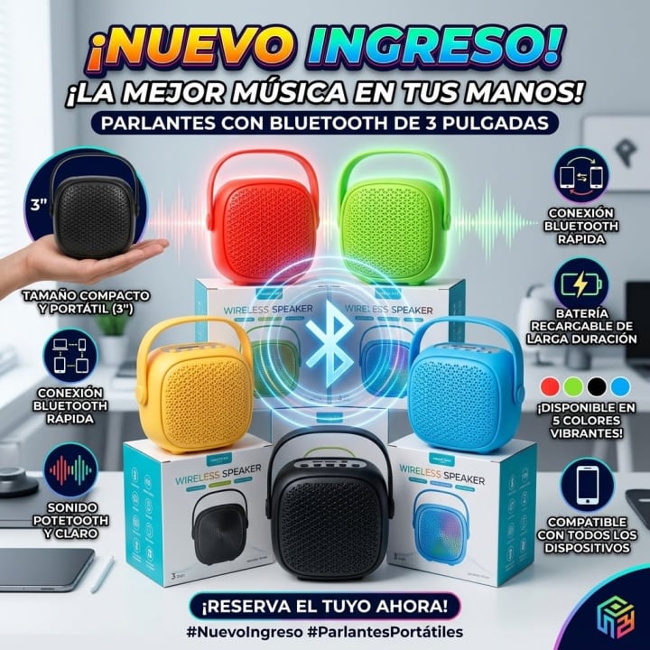 Parlantes bluetooth de 3 pulgadas
