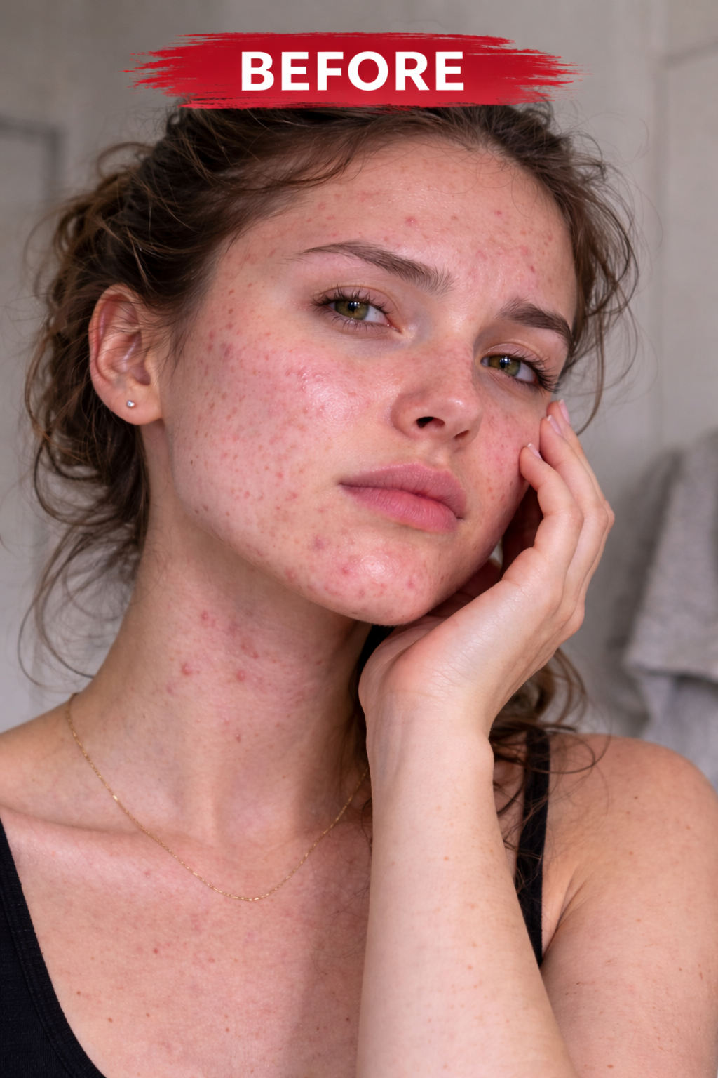 Before GlowCart, skin with visible redness and texture