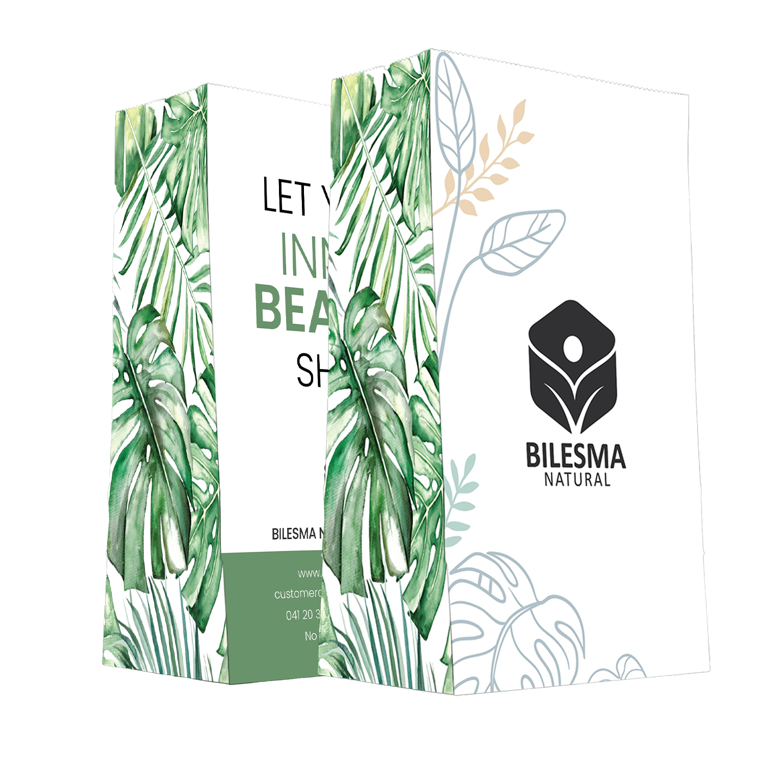 Bilesma Natural two-panel packaging system — message face and logo face by Uniix Studio