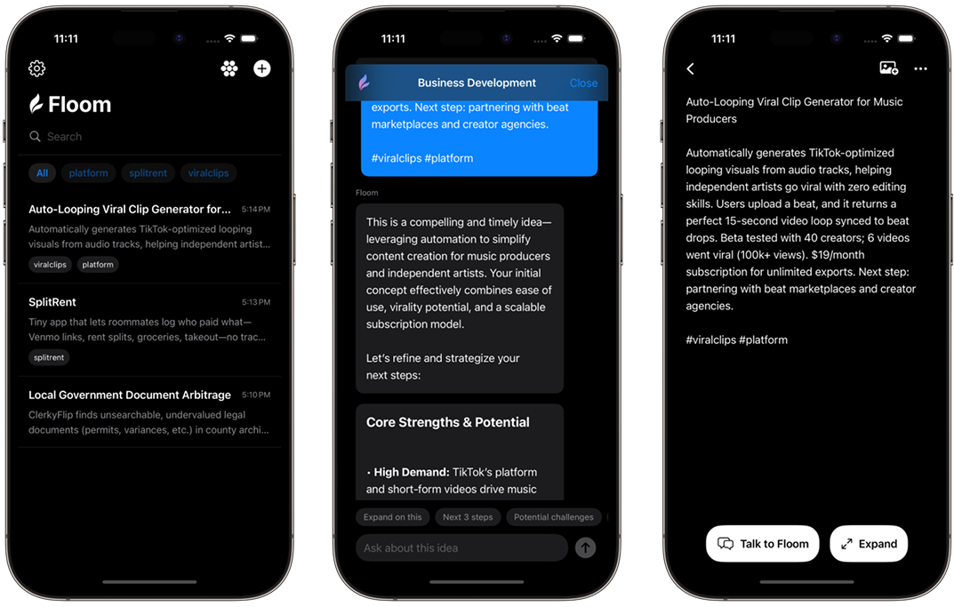 Floom - Raw Thoughts Into Actionable Plans Screenshot